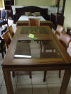 tropical hardwood and glass dining set